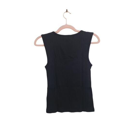 NWT J. Crew Cropped Fine Rib Scoopneck Tank Top Black S - Picture 5 of 6